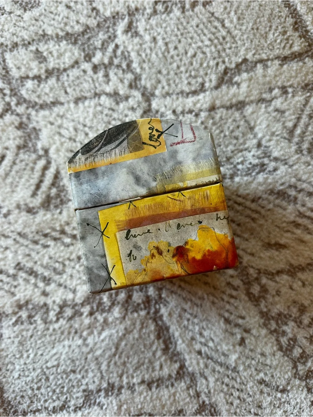 Artist Made Mixed Media Keepsake Box Removable Tray Jewelry Box Folk Art OOAK
